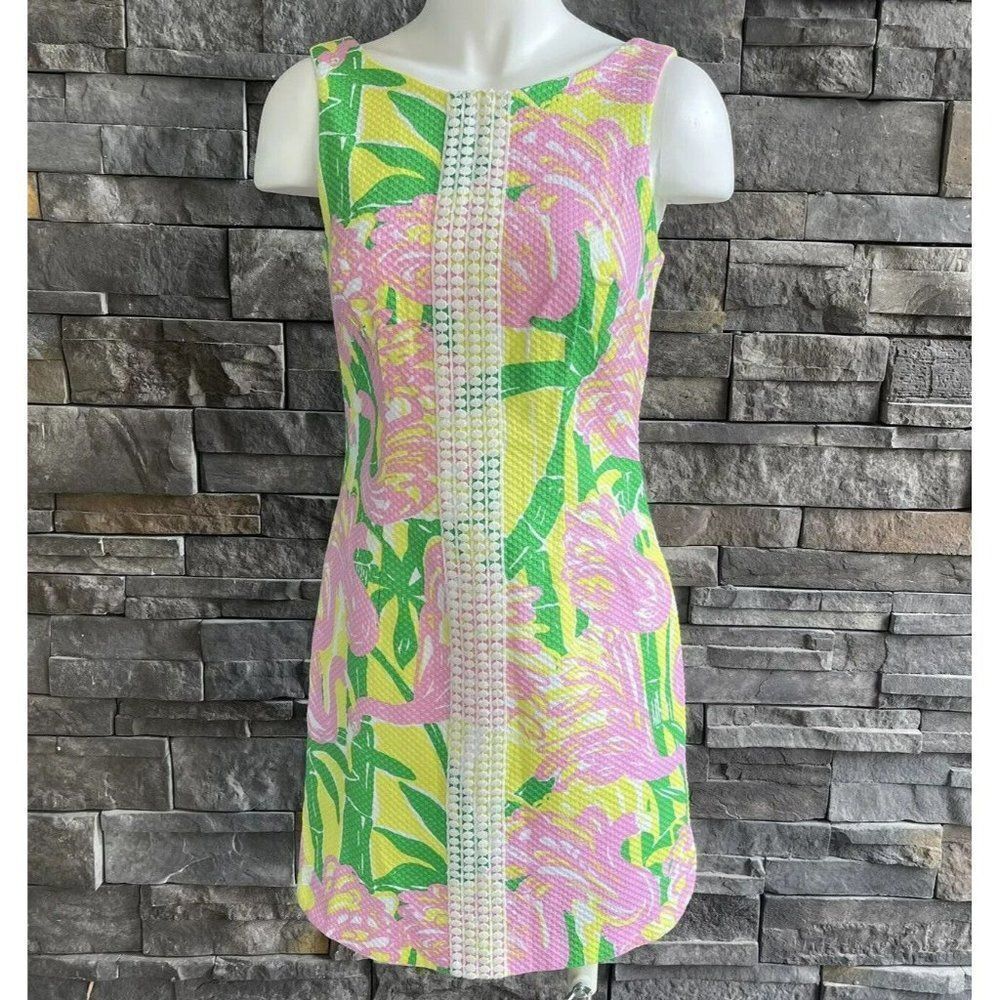 Lilly Pulitzer For Target Flamingo Sheath‎ Dress Size 4 Colorful